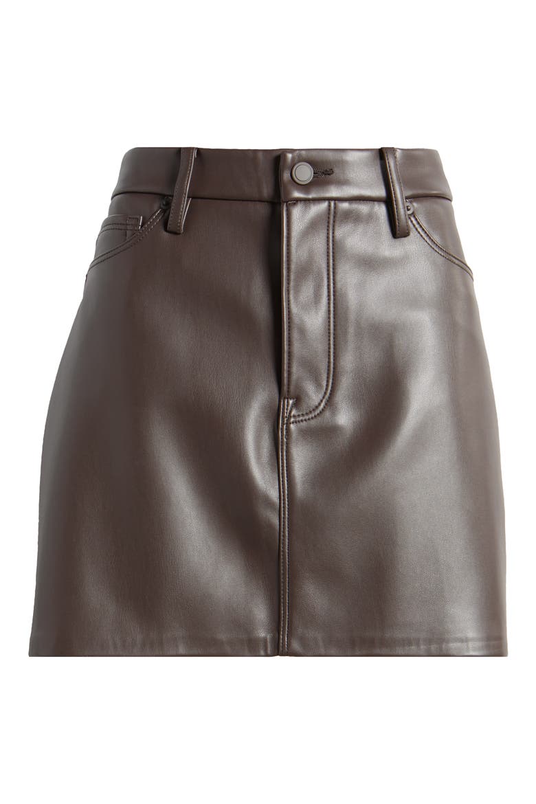 Faux Leather Miniskirt, Alternate, color, BARK003