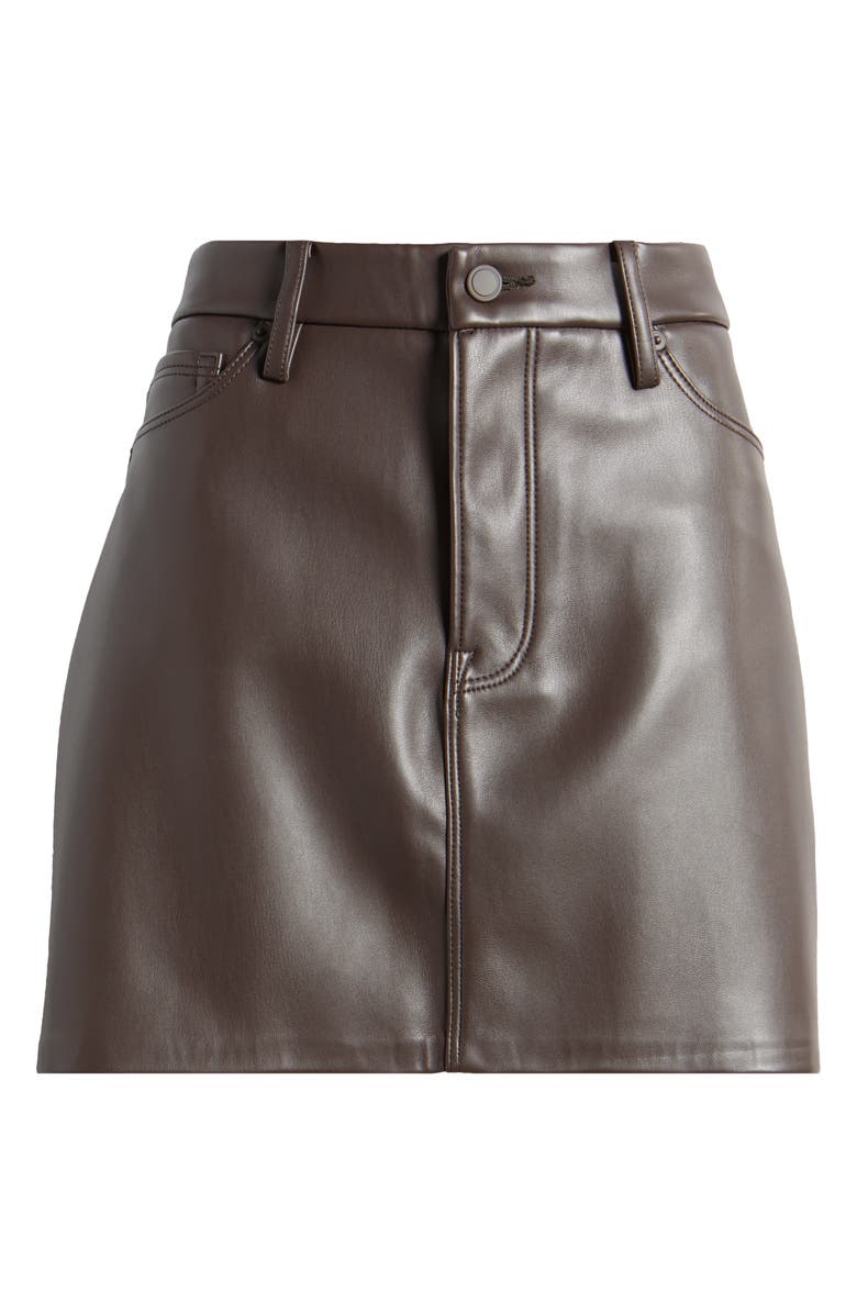 Good American Faux Leather Miniskirt, Alternate, color, Bark003