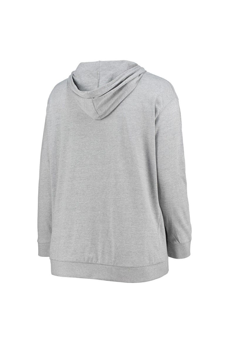 Women's Fanatics Branded Heathered Gray New Orleans Saints Plus Size Lace-Up Pullover Hoodie, Alternate, color, Heather Gray