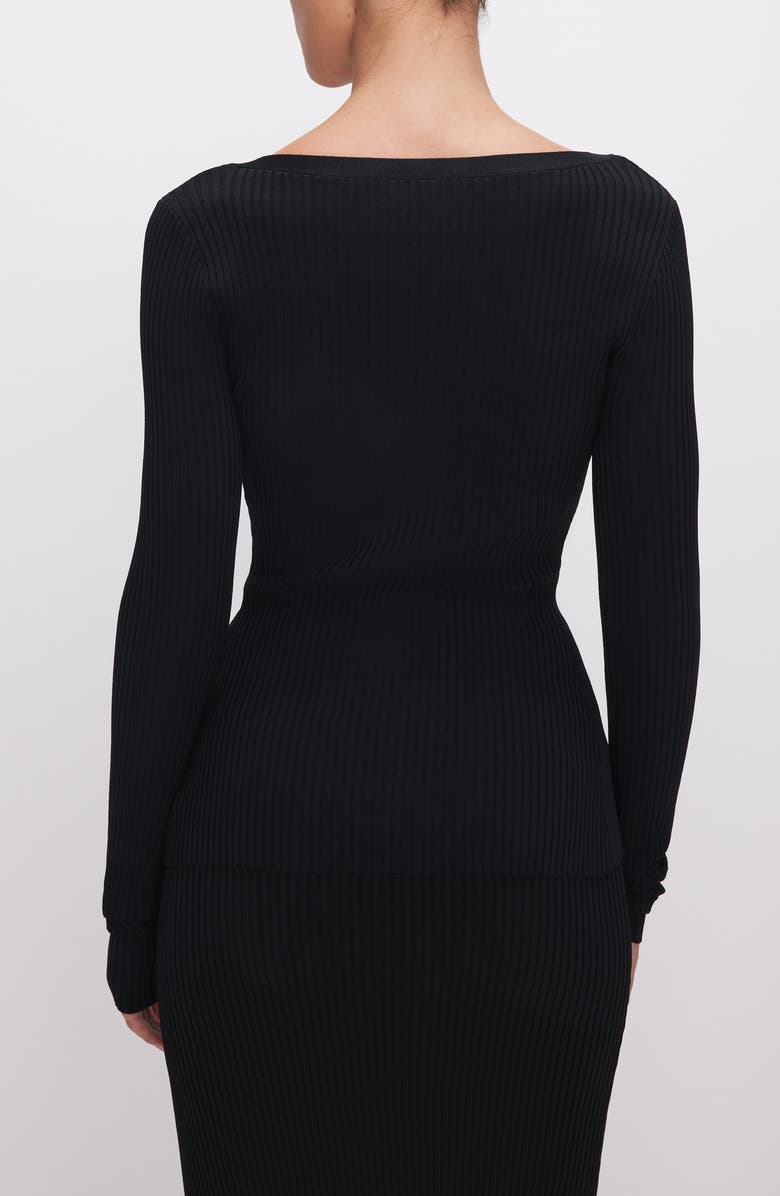 Good American Shine Rib Cardigan, Alternate, color, Black001