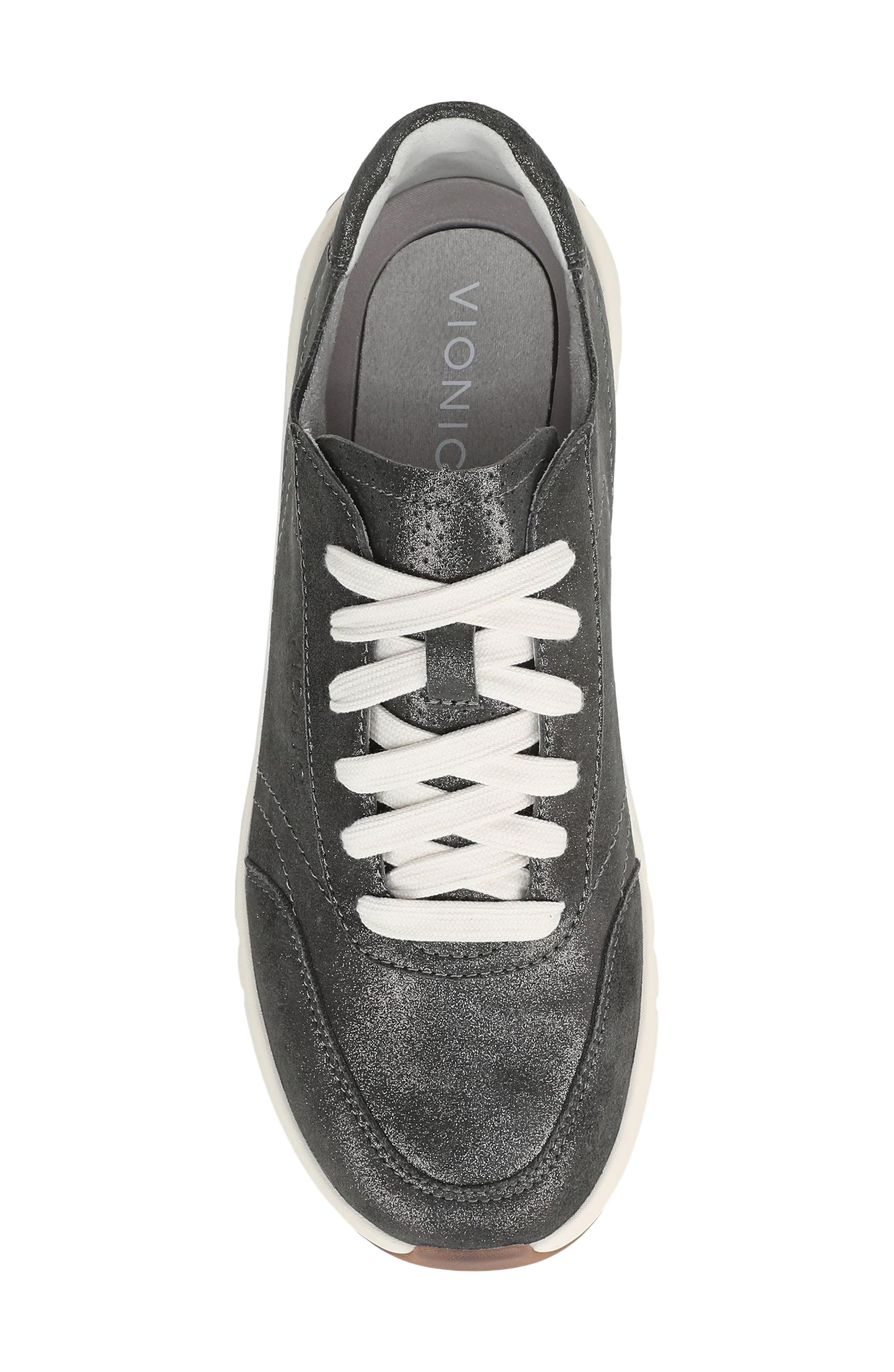 Vionic Uptown Metallic Suede Sneaker, Alternate, color, Polluted Silver