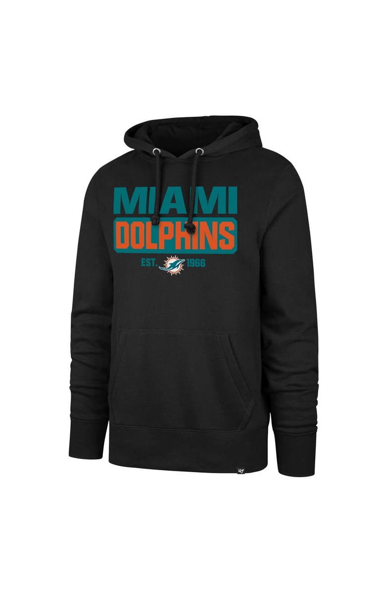 '47 Men's '47 Black Miami Dolphins Box Out Headline Pullover Hoodie, Alternate, color, Black