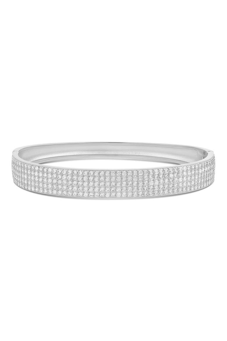 Five Row Pavé Bangle Bracelet, Main, color, SILVER