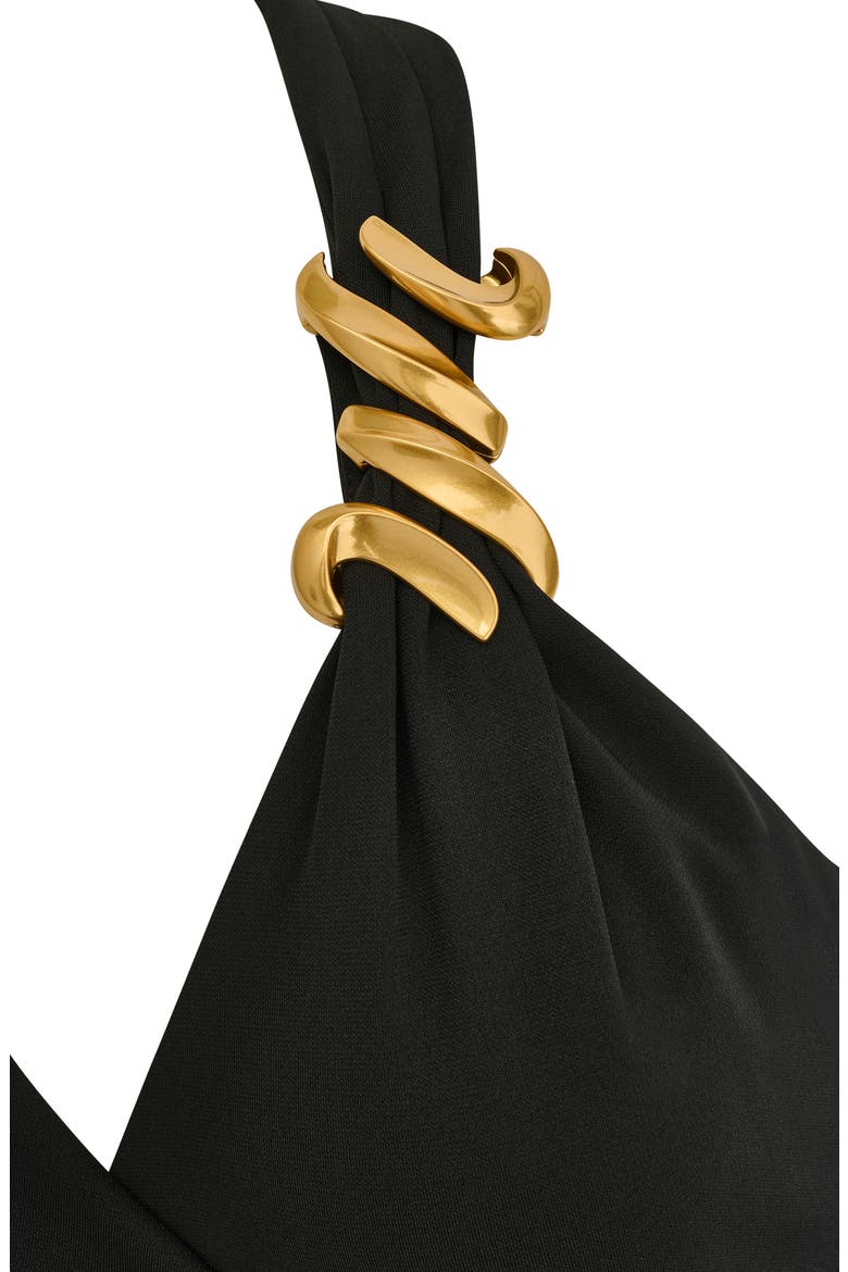 Slit Jersey Gown, Alternate, color, BLACK