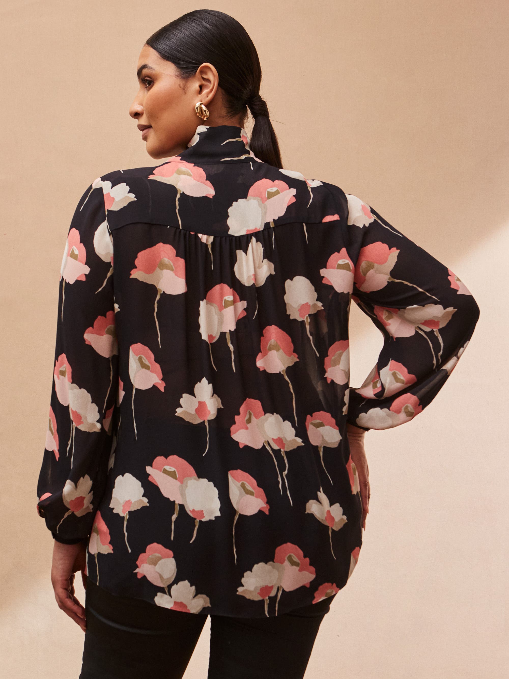 Floral Print High Neck Blouse - image 2