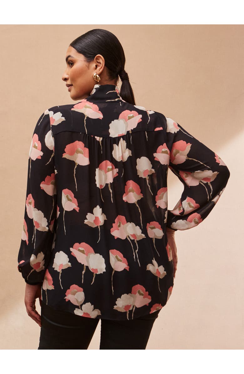 Live Unlimited Floral Print High Neck Blouse, Alternate, color, Black