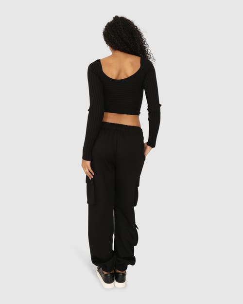 Belle & Bloom Perfect Match Cargo Trackpants In Black