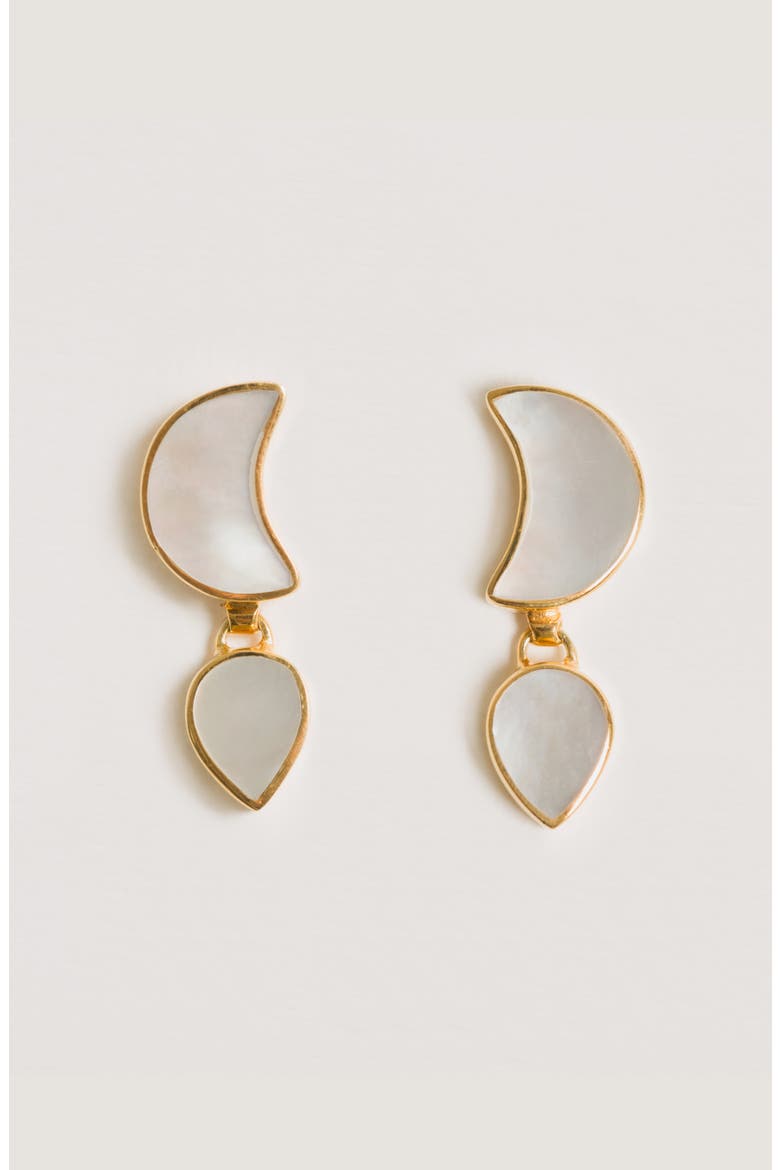 Petite Moon Earrings, Gold, Alternate, color, Gold