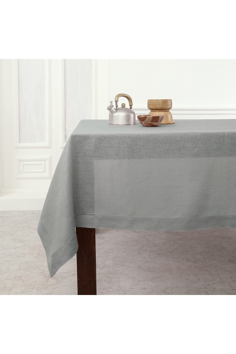 Linen Tablecloth - Classic Hemstitch, Main, color, Soft Grey