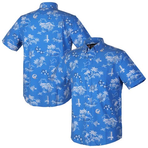 Men's Reyn Spooner Blue Detroit Lions Throwback Kekai Performance Button-Down Shirt