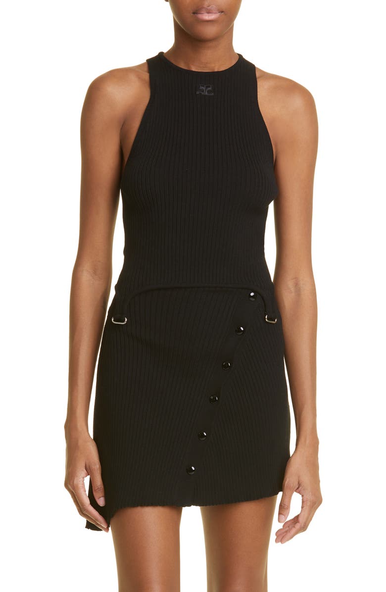 Courrèges Suspenders Sleeveless Rib Top, Main, color, 