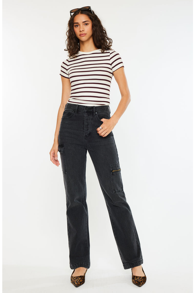 Semarea Ultra High Rise 90's Straight Leg Jeans, Alternate, color, Dark Gray