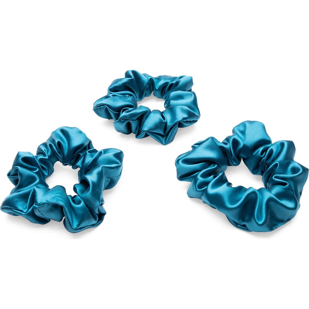BLISSY 3-Pack Silk Scrunchies in Aqua  product