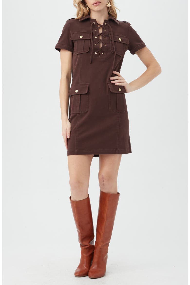Cove Short Sleeve Utility Dress, Main, color, MUDCLOTH