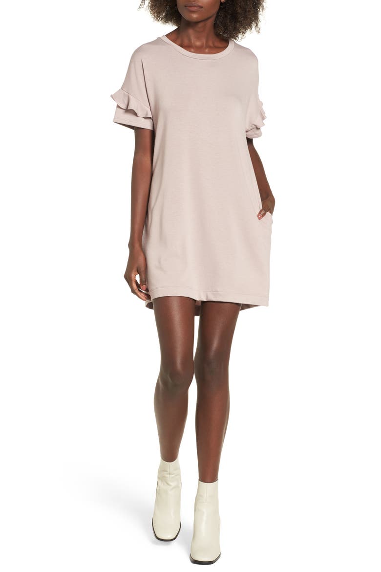 Ruffle Sleeve T-Shirt Dress, Main, color, SPHINX