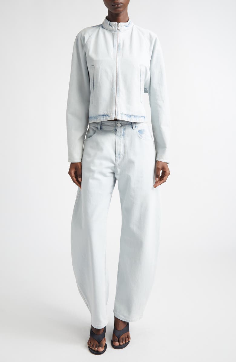 Alaïa Round Denim Jacket, Alternate, color, Bleu Givre