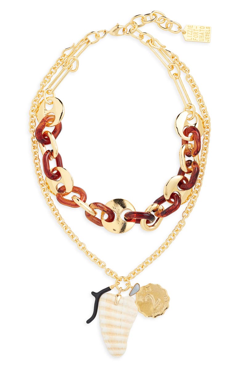 Lizzie Fortunato Elba Layered Charm Necklace, Main, color, 