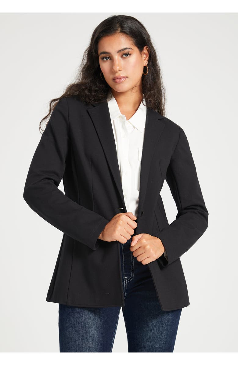 Betabrand Classic Blazer Stretch Ponte, Alternate, color, Black