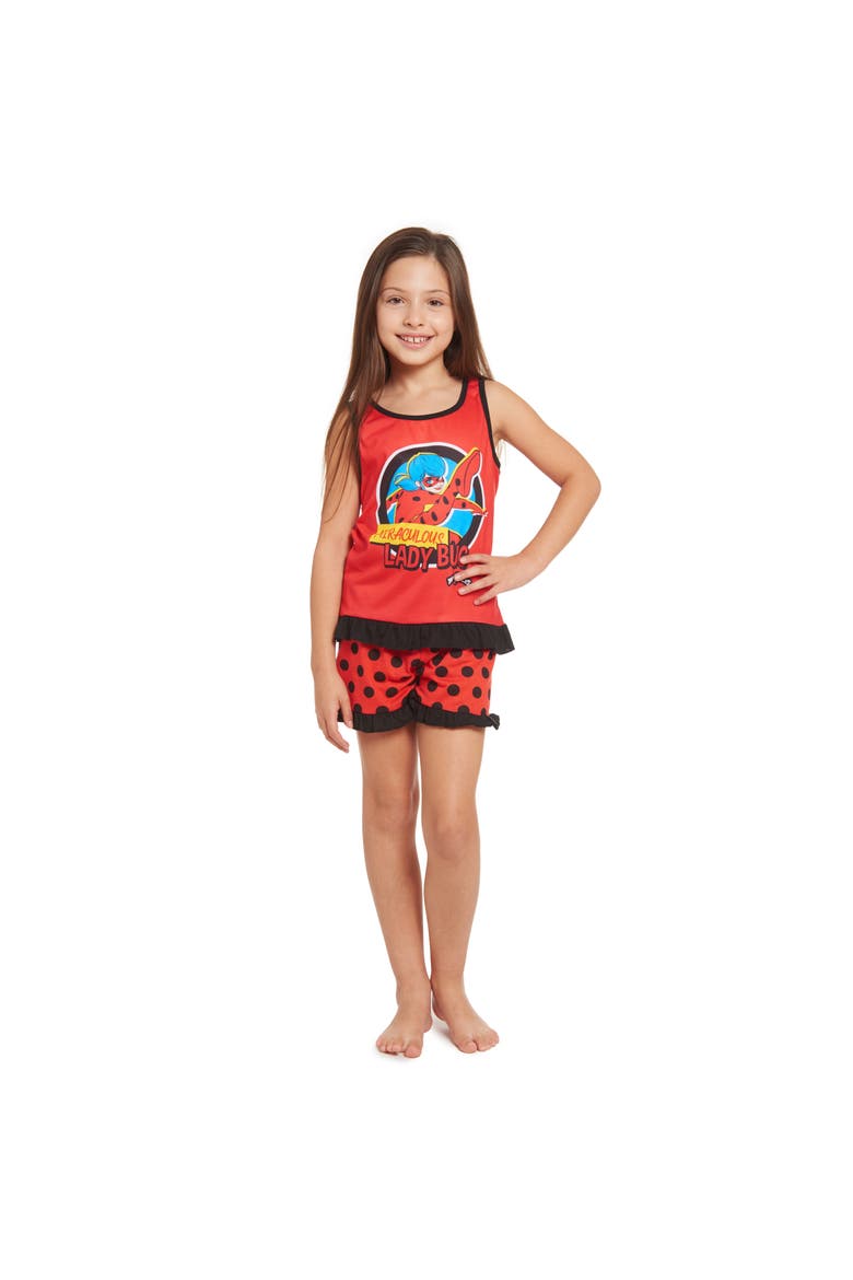 Ladybug Sleeveless Pajama Shirt and Shorts Set, Alternate, color, Ladybug Red