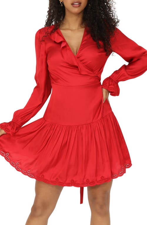 Belle & Bloom Wild Flower Embroidered Wrap Dress In Red