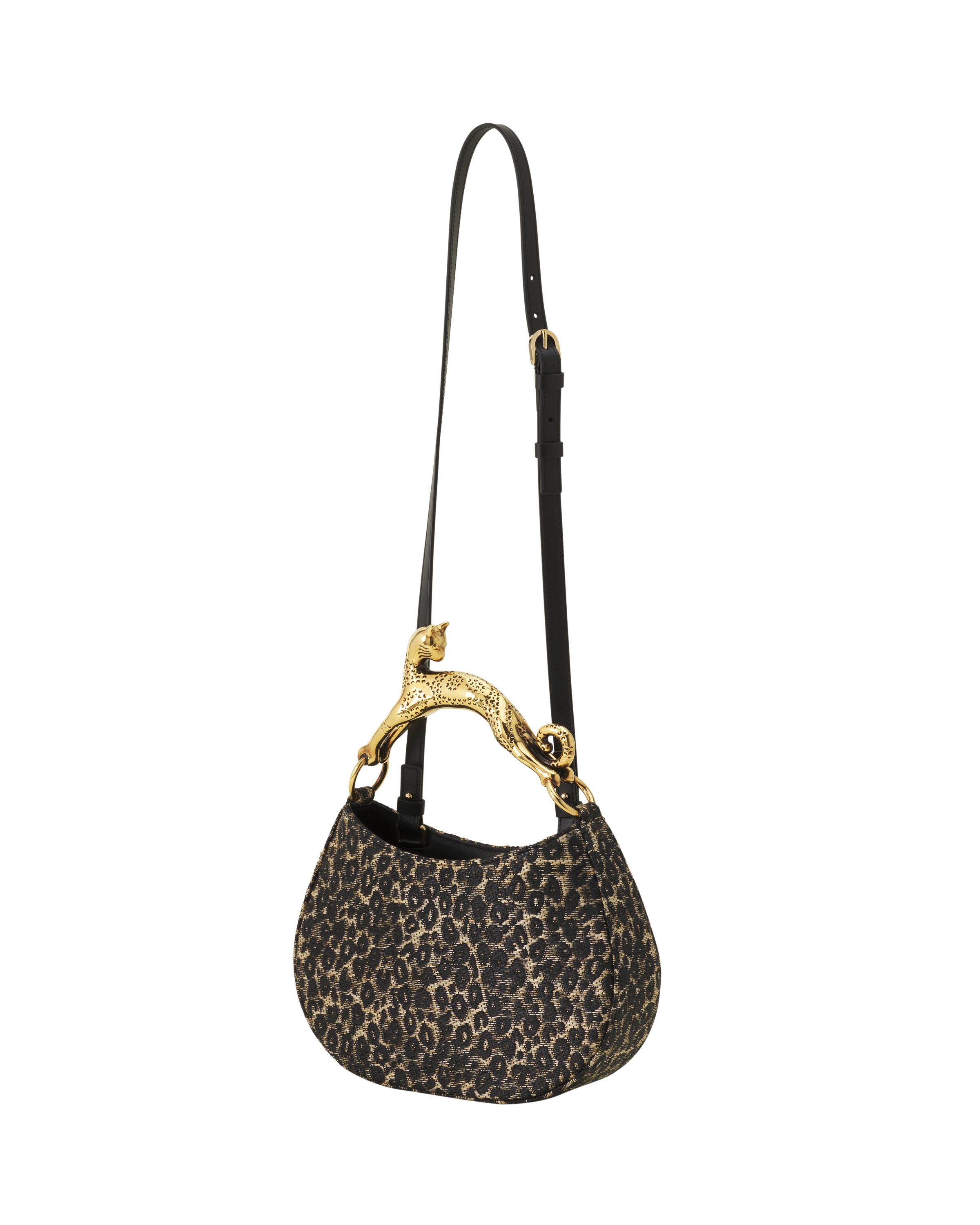 Lanvin Hobo Cat Small Raffia Bag With A Leopard Print And Cat Handle, Alternate, color, Beige/Black