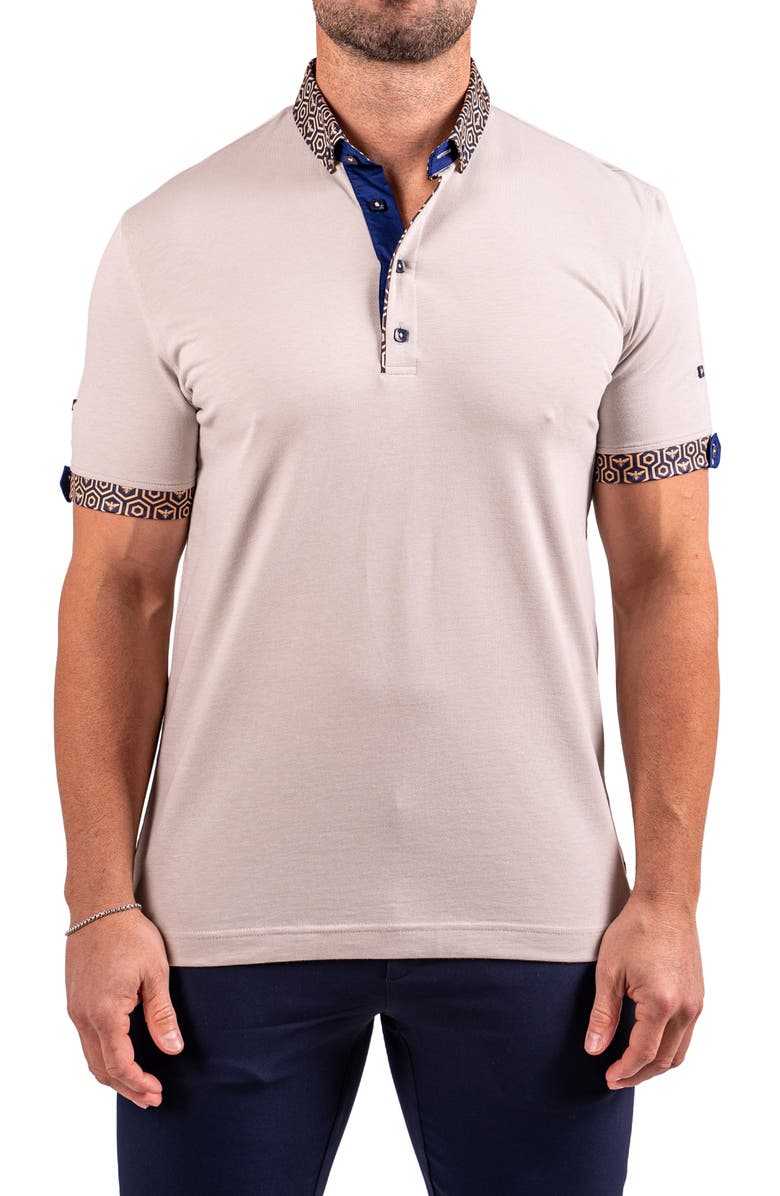 Maceoo Collarsolidrhino Grey Button-Down Polo, Main, color, Grey
