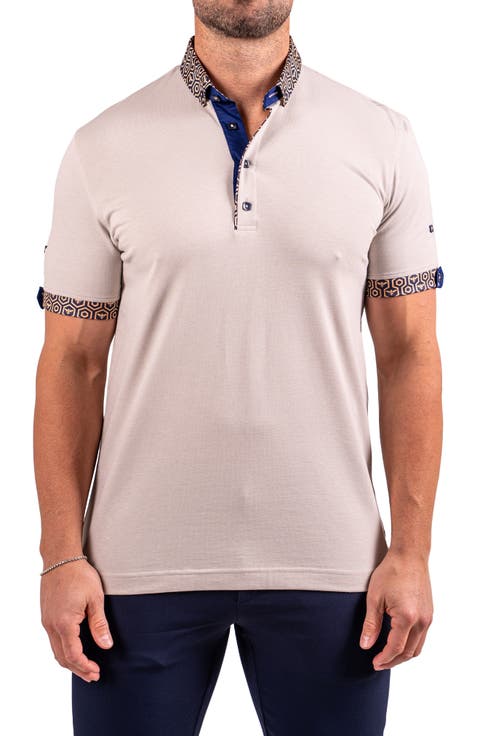 Collarsolidrhino Grey Button-Down Polo