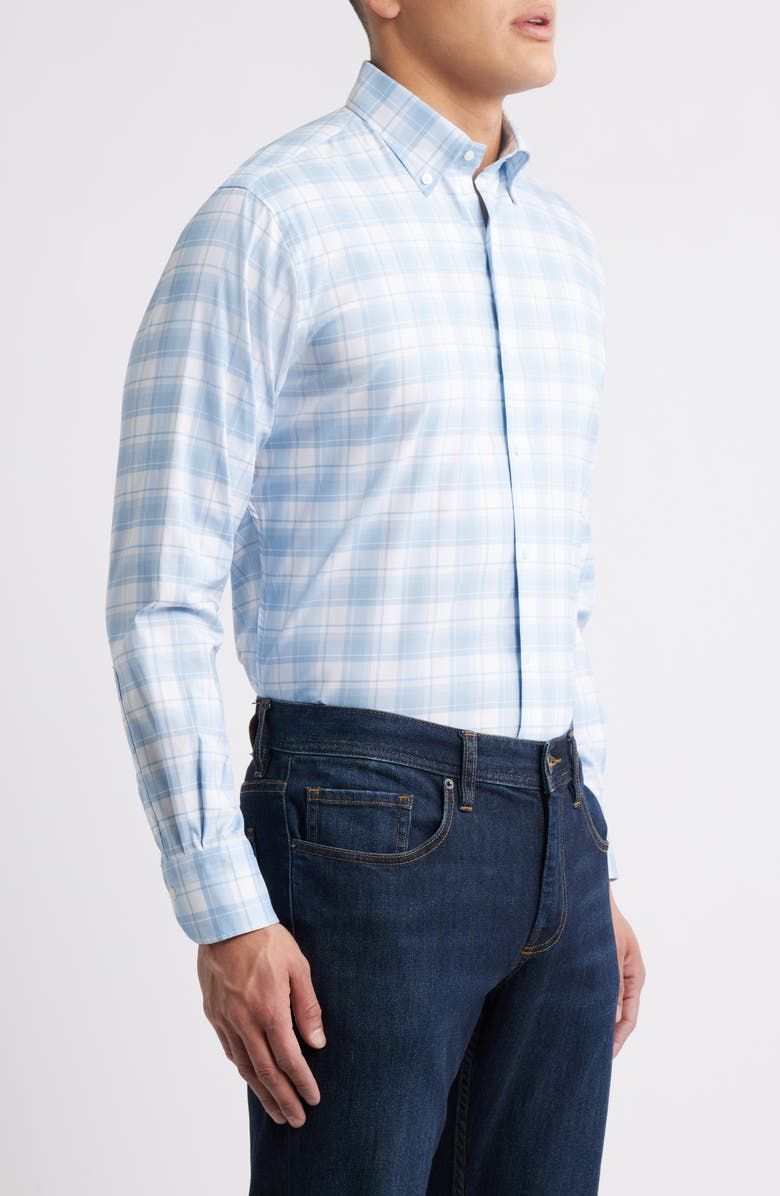 Peter Millar Plaid Stretch Button-Down Sport Shirt, Alternate, color, Ruddy Blue