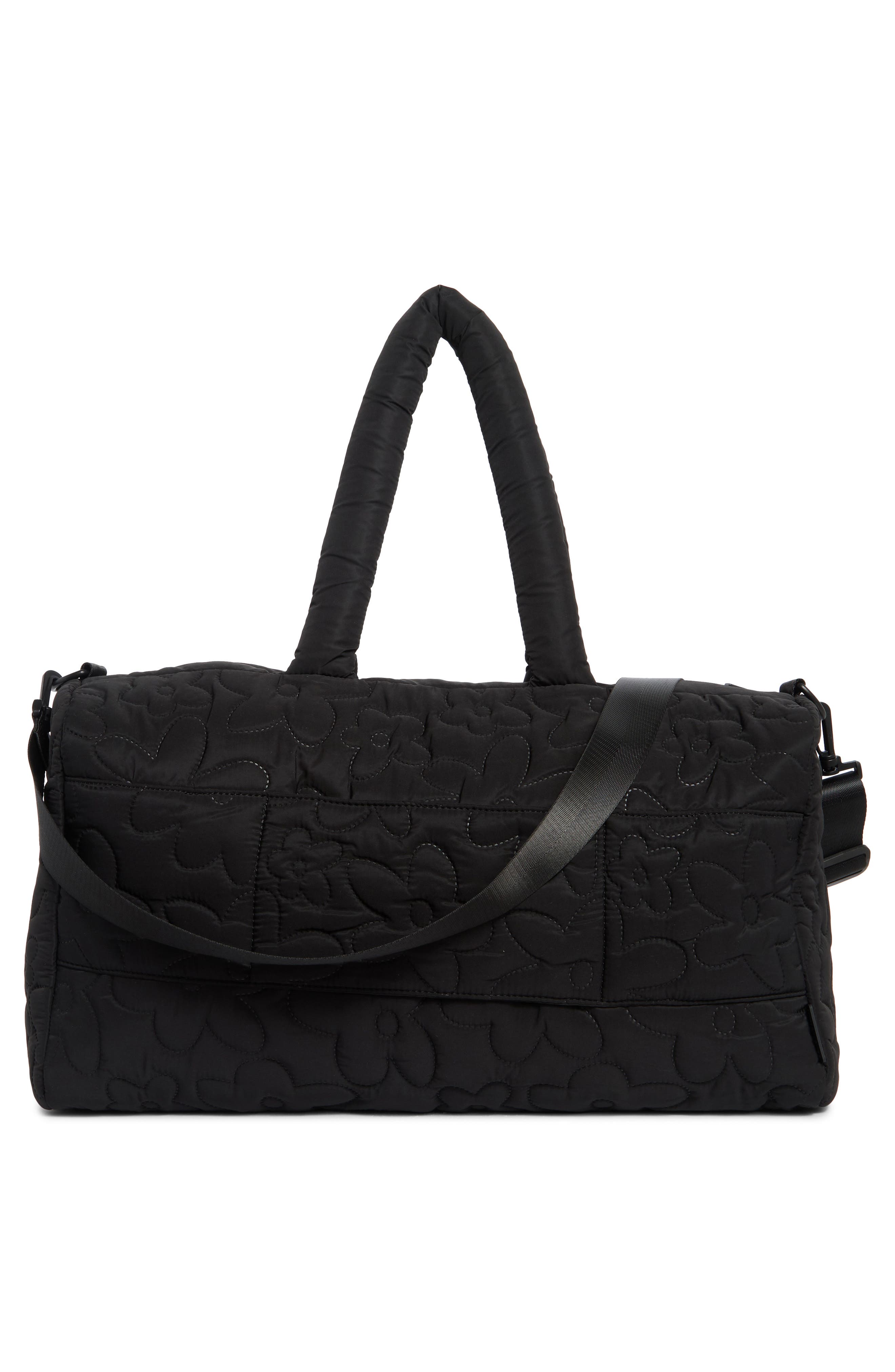 MYTAGALONGS Floral Quilted Duffle with Trolley Pass Pocket, Alternate, color, Black