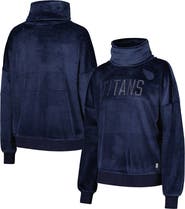 DKNY SPORT Women's DKNY Sport  Navy Tennessee Titans Deliliah Rhinestone Funnel Neck Pullover Sweatshirt