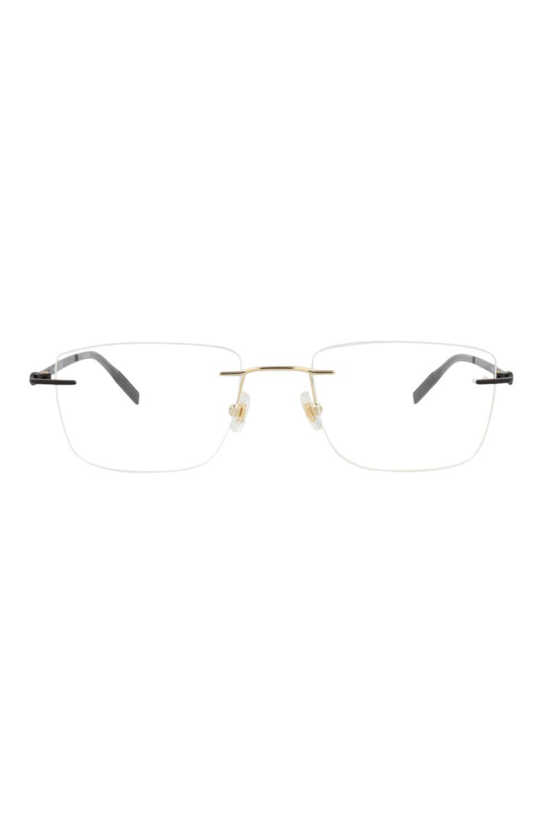 56mm Square Optical Glasses, Main, color, GOLD BLACK TRANSPARENT