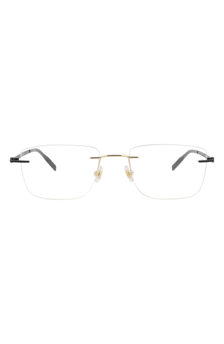 Montblanc 56mm Square Optical Glasses, Main, color, Gold Black Transparent