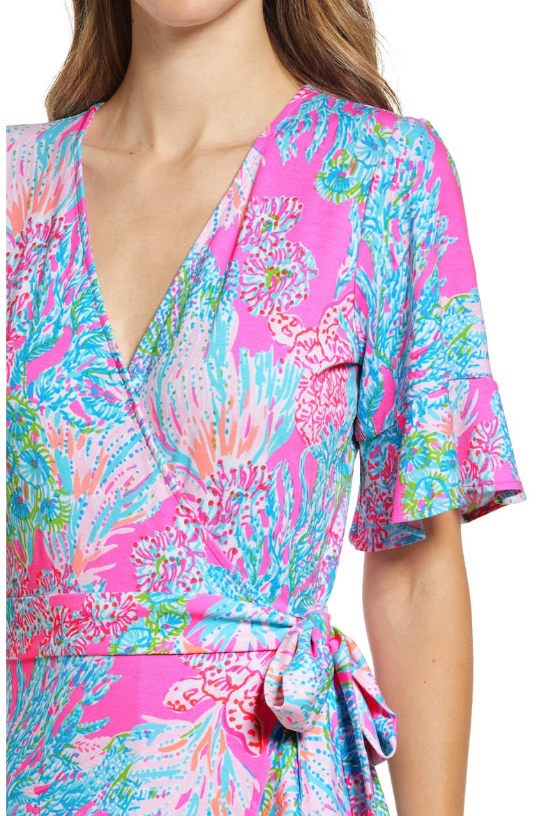 Isella Print Wrap Dress, Alternate, color, PROSECCO PINK SEAING THINGS