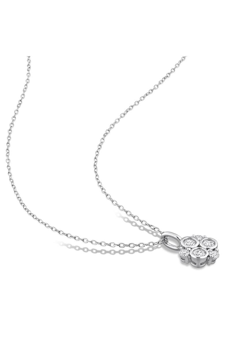 Lab-Grown Diamond Triangle Cluster Necklace, Alternate, color, Sterling silver
