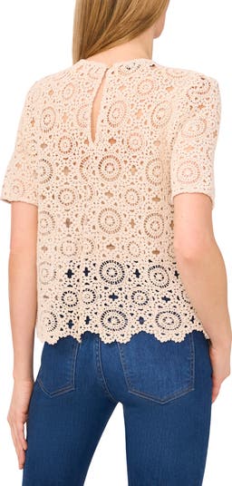 Short Sleeve Open-Stitch Top