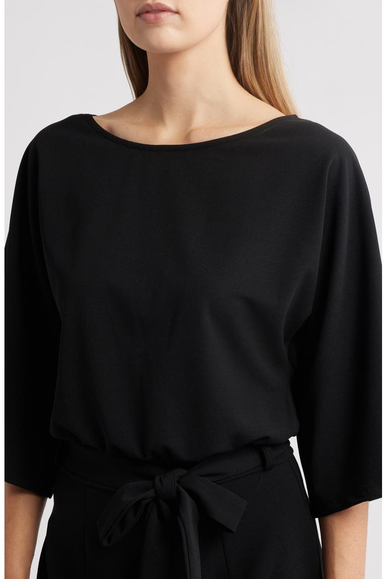 Joycelyn Flare Sleeve Tie Waist Jumpsuit, Alternate, color, BLACK