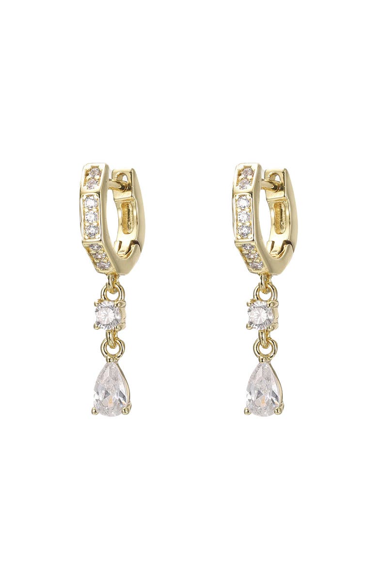 BY ADINA EDEN Pear CZ Drop Huggie Earring, Main, color, Gold