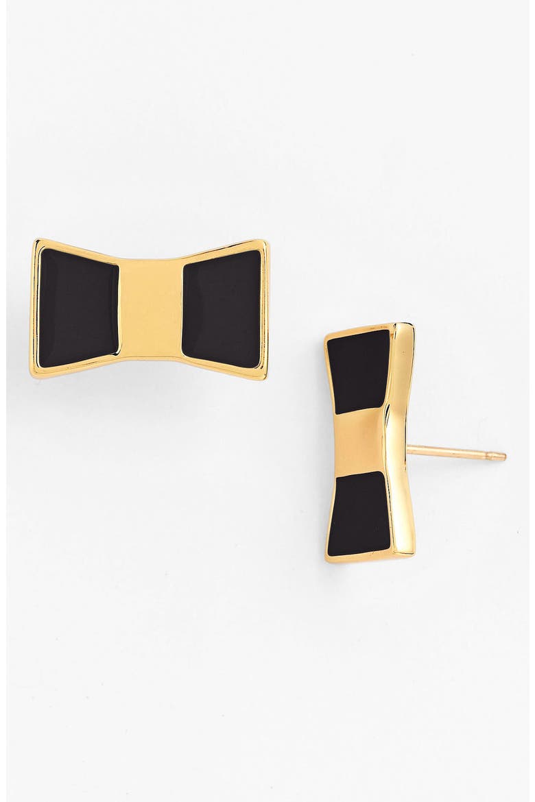 'bow shoppe' stud earrings, Main, color, BLACK/ GOLD
