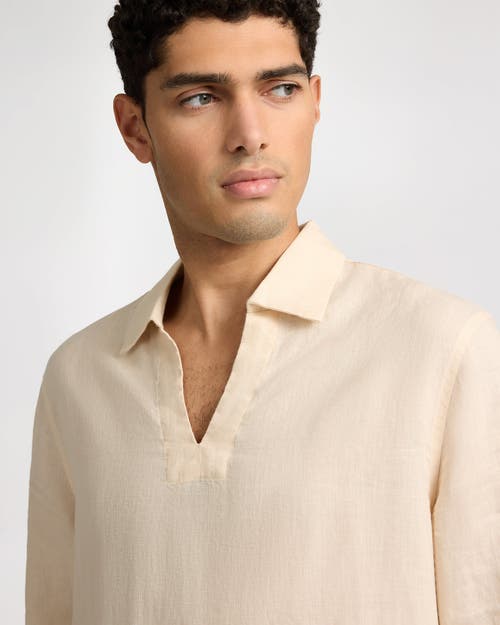 Onia Linen Long Sleeve Popover Shirt In Animal Print