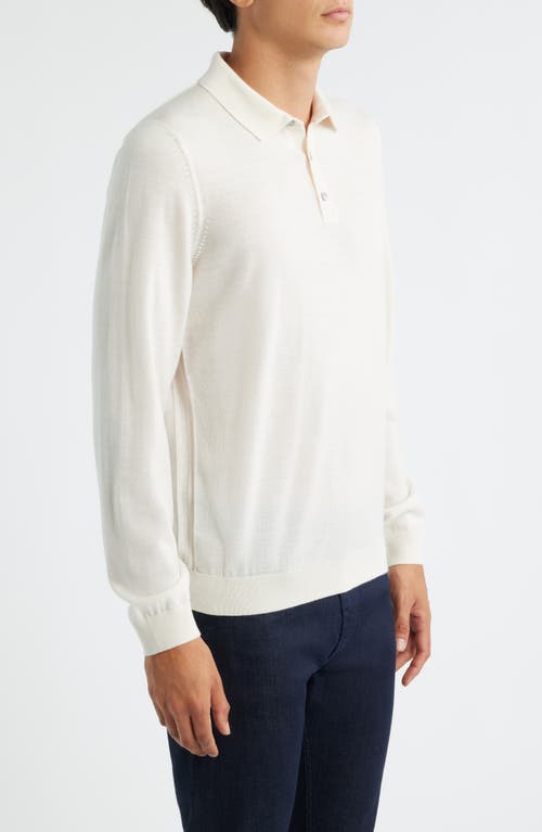 Hugo Boss Boss Lancione Wool Polo Sweater In White
