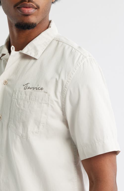 Service Works Script Embroidered Organic Cotton Camp Shirt In White