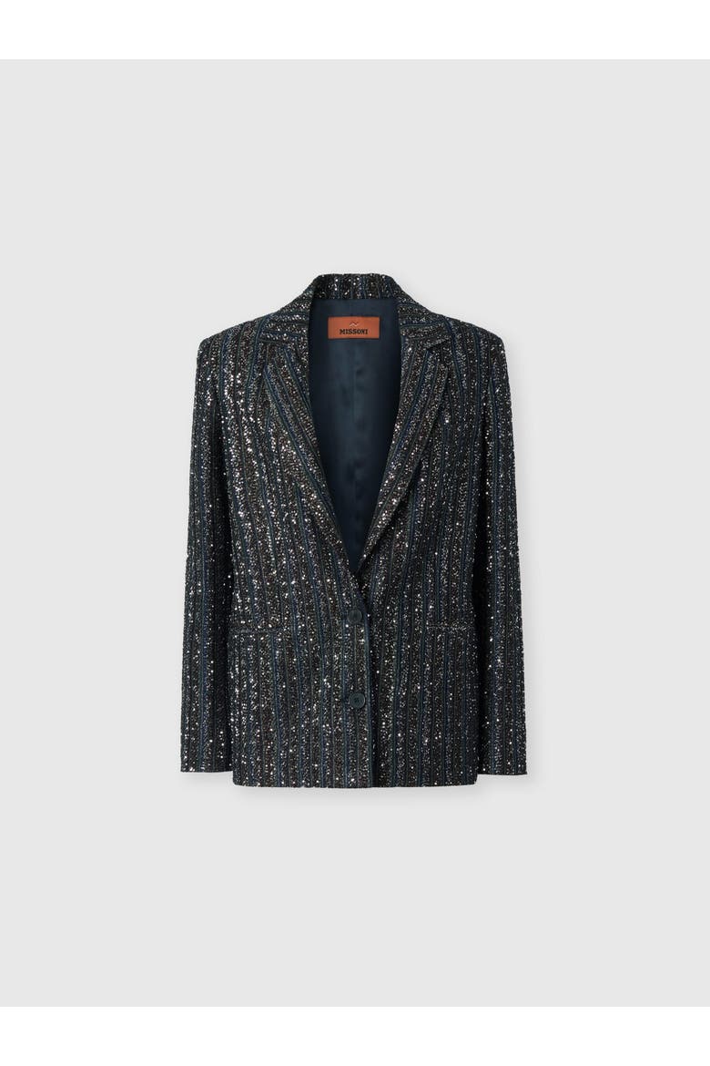 Striped Lamé Knit Blazer, Main, color, Multicoloured