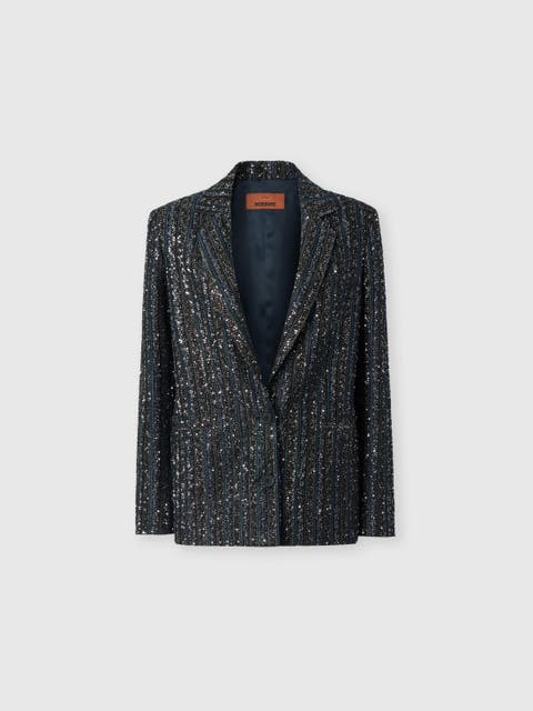 Striped Lamé Knit Blazer
