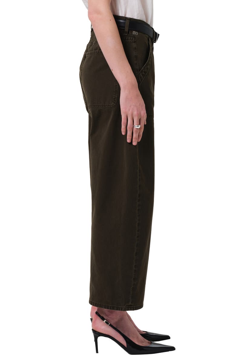 Citizens of Humanity Ayla High Waist Crop Wide Leg Twill Utility Pants, Alternate, color, Dark Olive