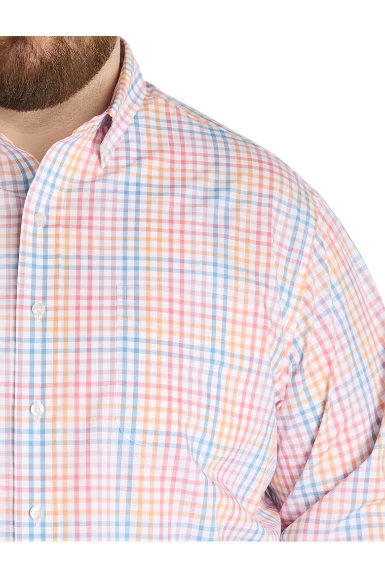 Big & Tall Plaid Tech Sport Shirt, Alternate, color, PINK MULTI