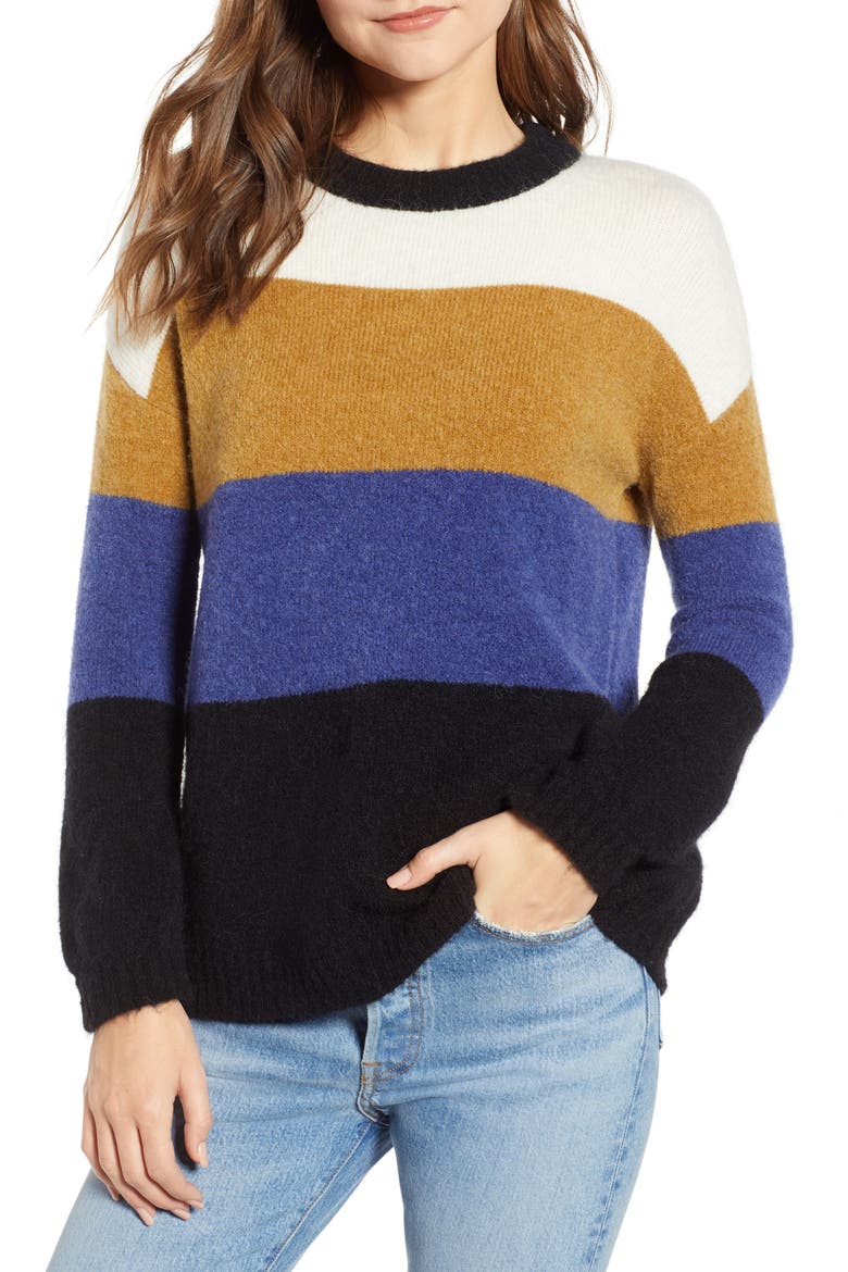Sylvie Stripe Sweater, Main, color, HONEYCOMB MULTI