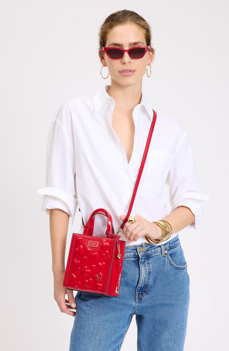 Kate Spade New York key to my heart embossed patent leather tote, Alternate, color,