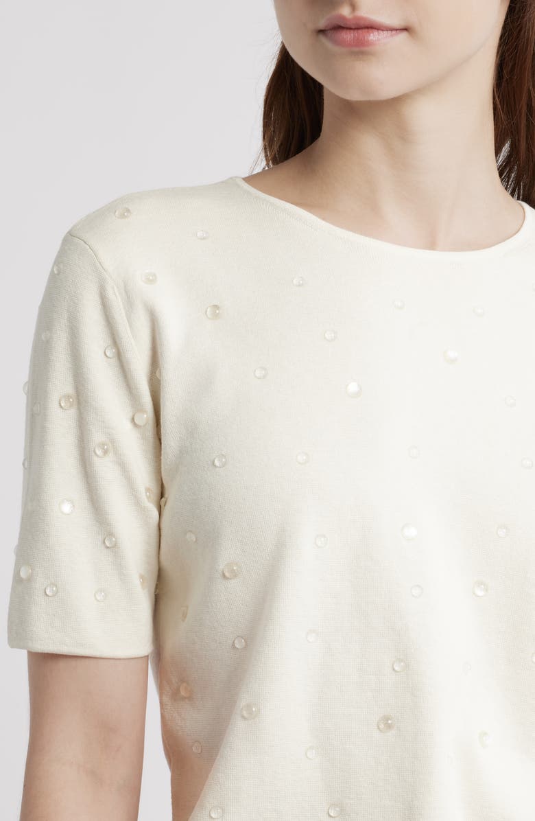 FRAME The Droplet Silk & Cotton Sweater, Alternate, color, White