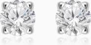 Oradina 14K White Gold Shine Bright Diamond Small Studs