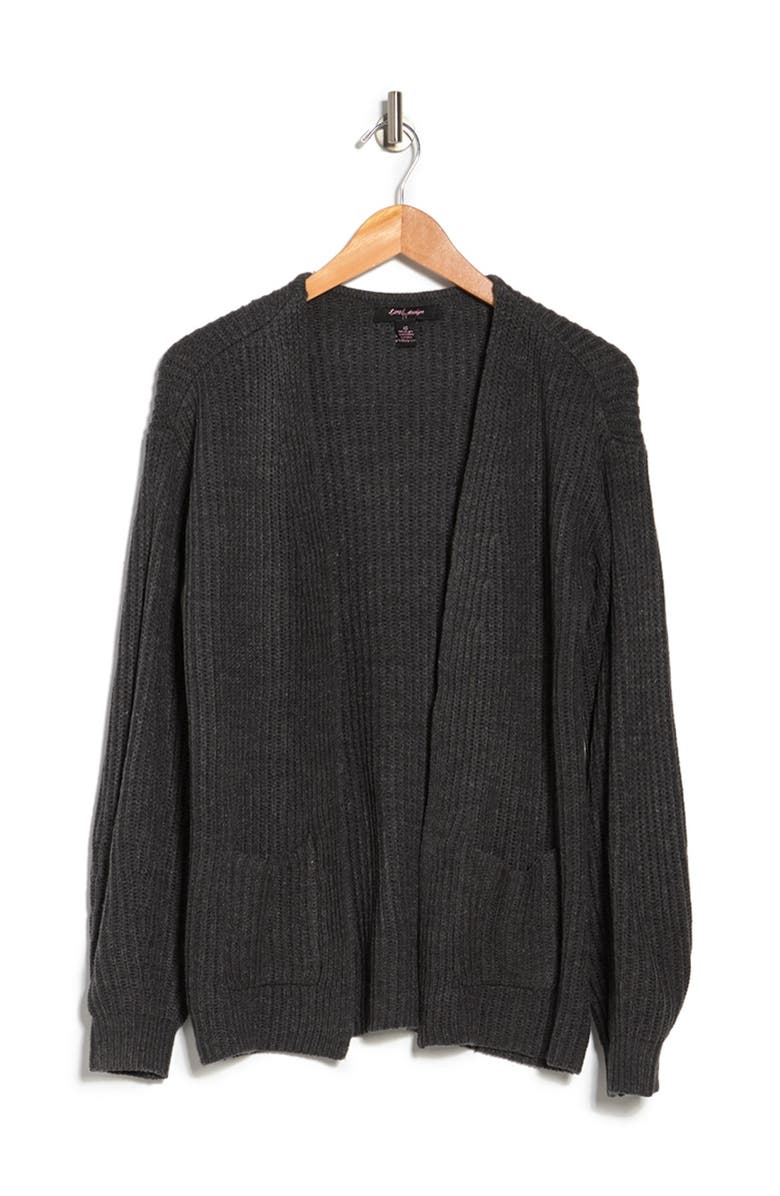 Love By Design Luxe Open Front Pocket Cardigan, Alternate, color, Grey